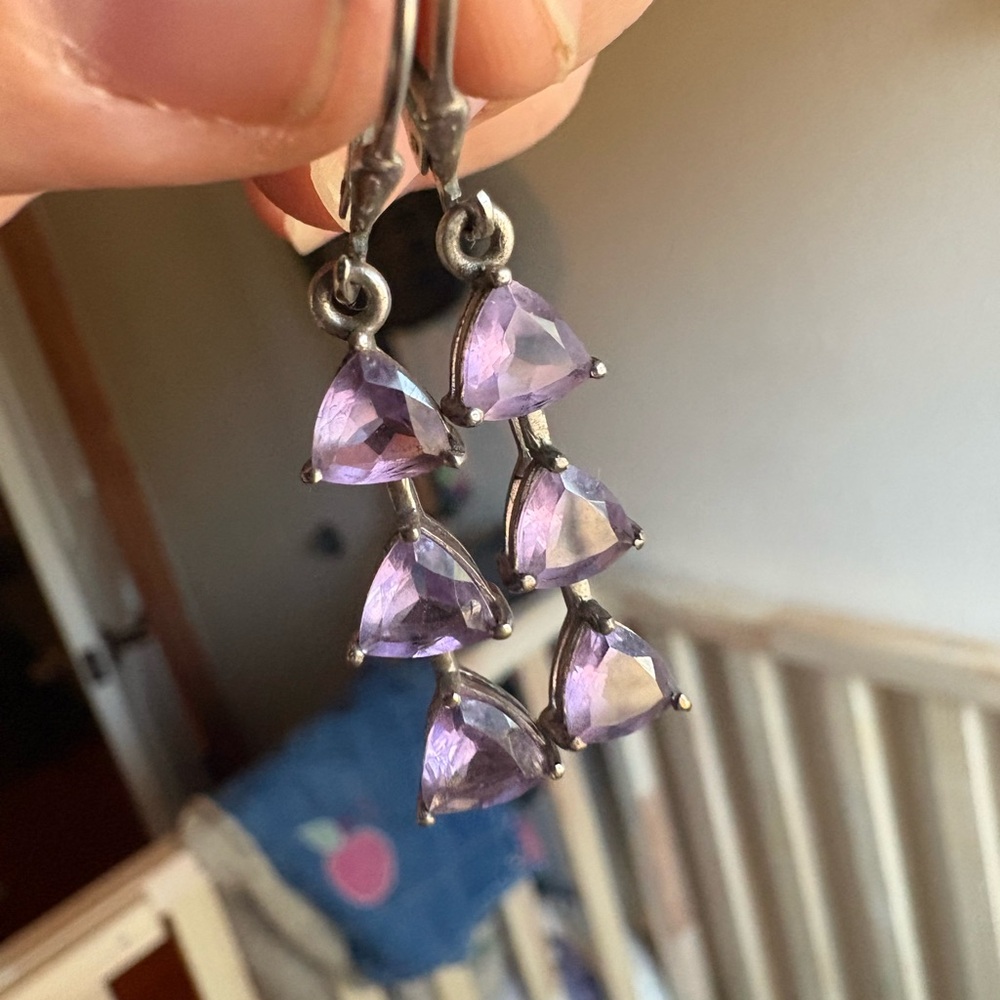 Elegant Purple Triangular Earrings